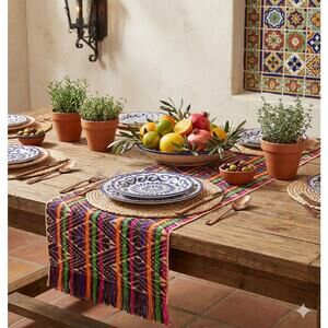 Handmade Multicolor Table Bed Console Dresser Runner Embroidery Geometric Linens